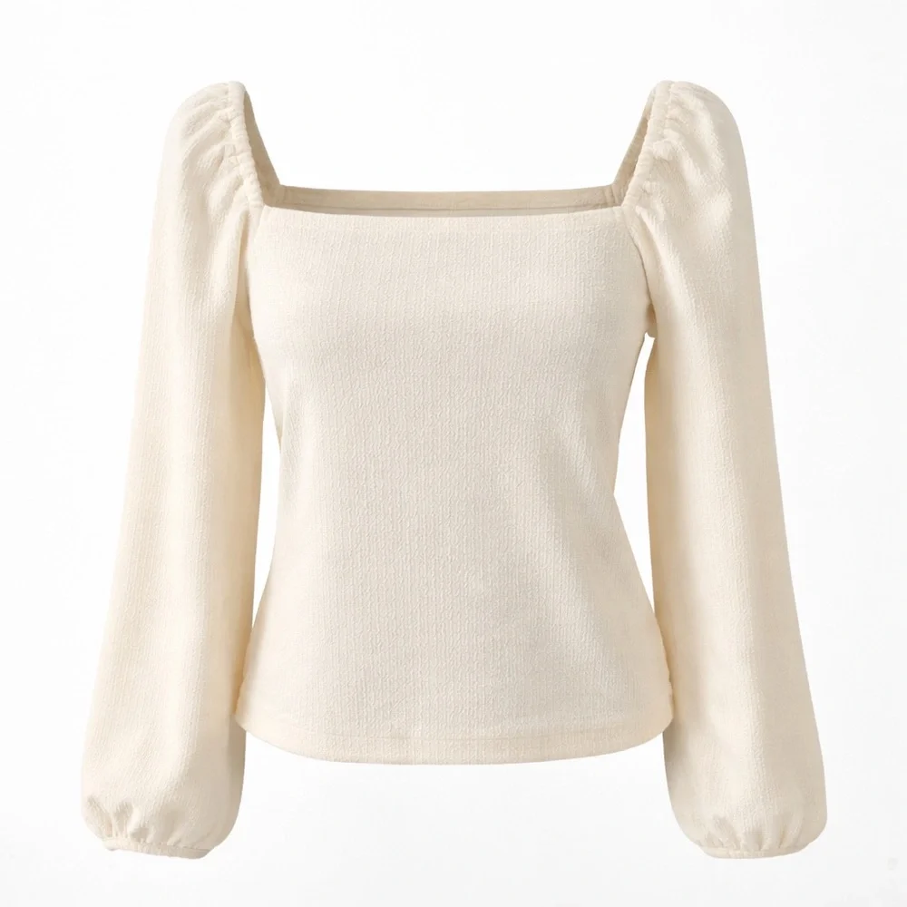 Madewell Crepe Square Neck Puff Sleeve Top XS